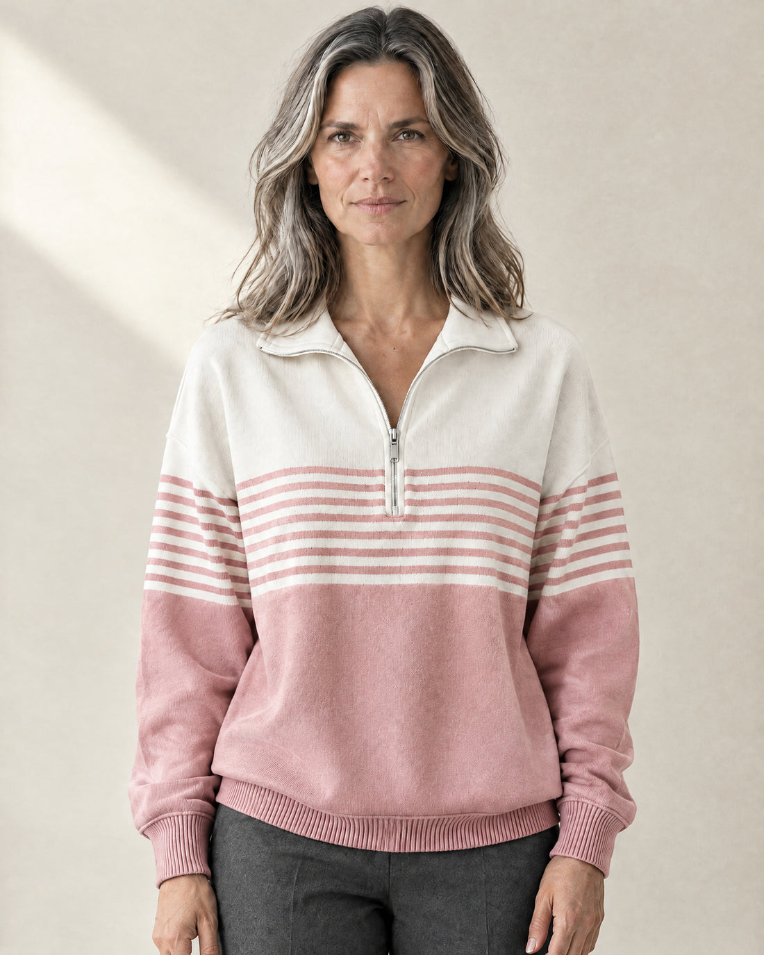 Striped Quarter-Zip Jumper
