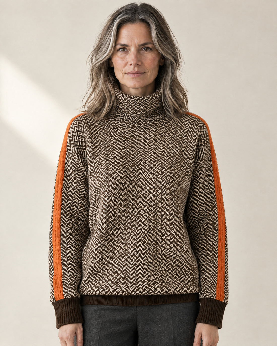 Herringbone Roll Neck Jumper