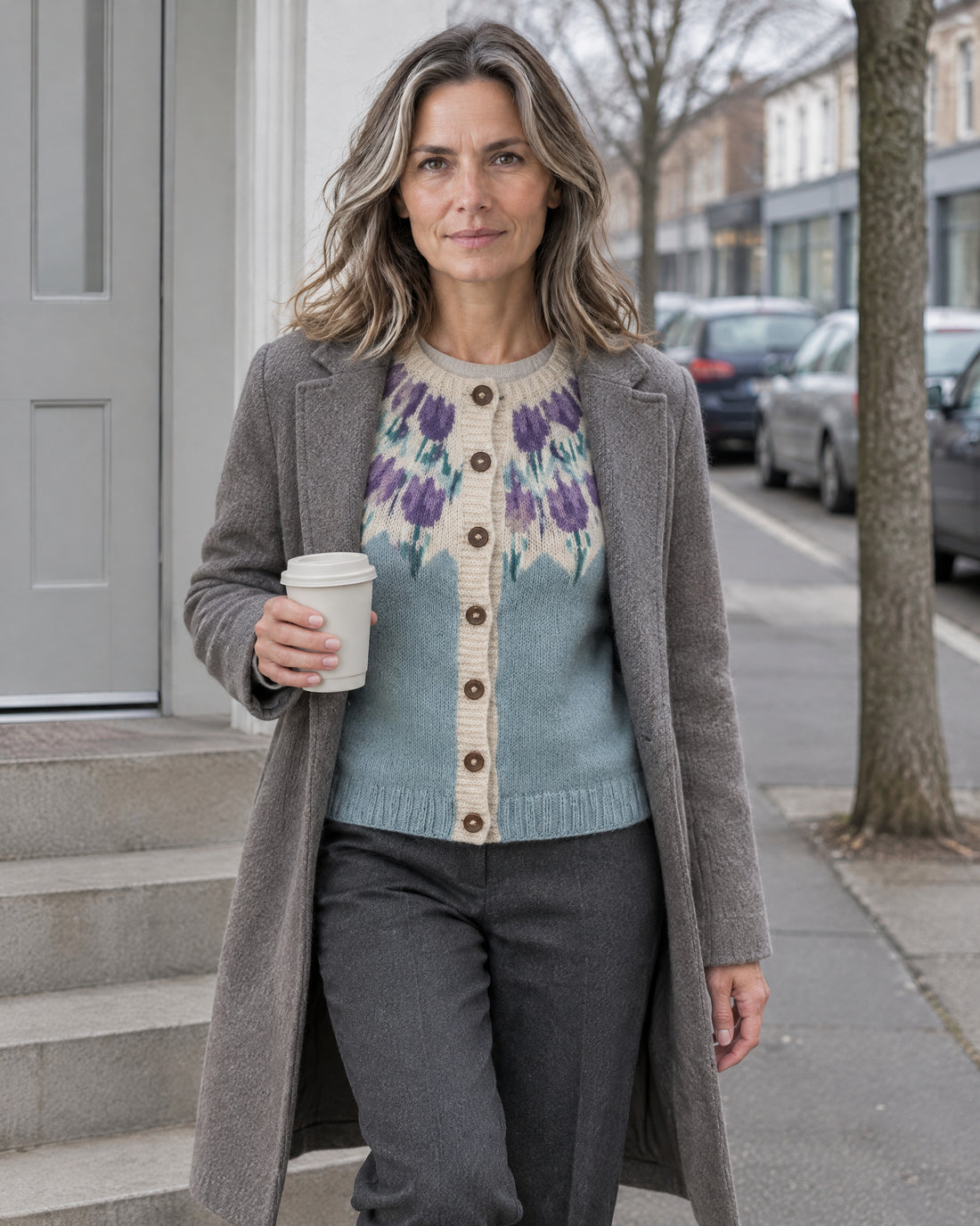 Floral Yoke Button Cardigan