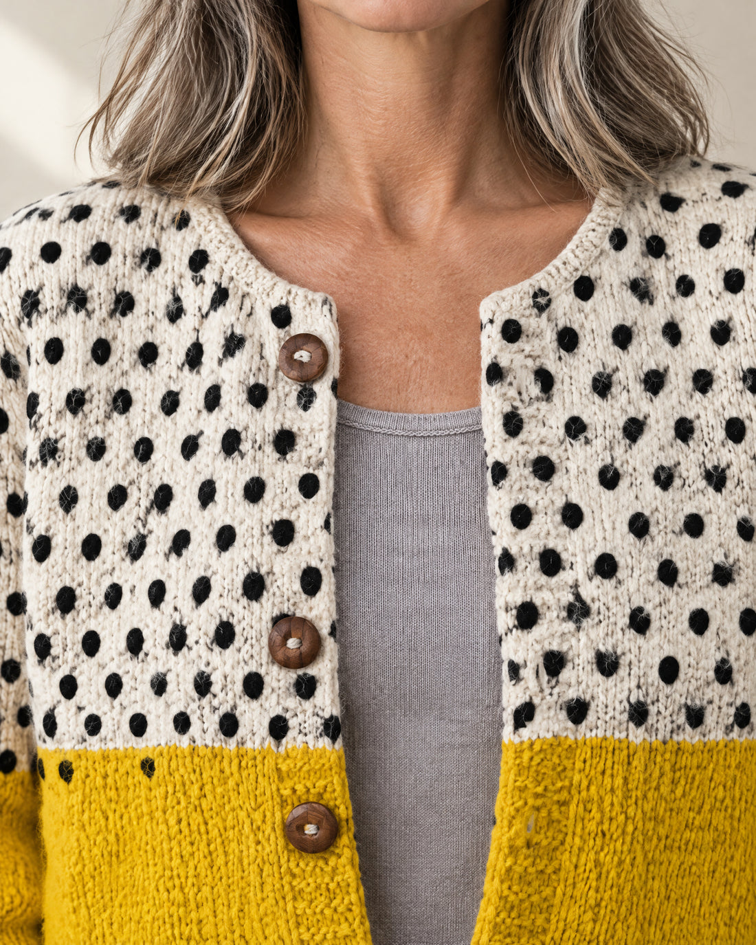 Polka Dot Colour-Block Cardigan