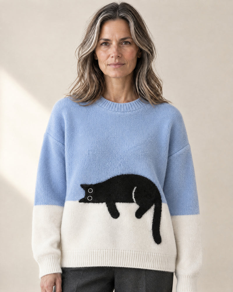 Oversized Cat Motif Jumper