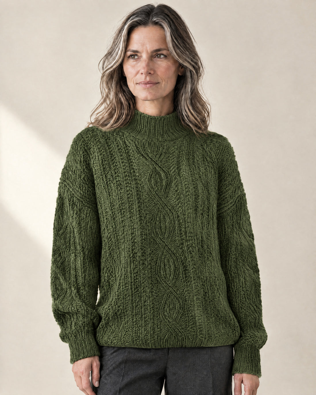 Chunky Cable Knit Mock Neck Jumper