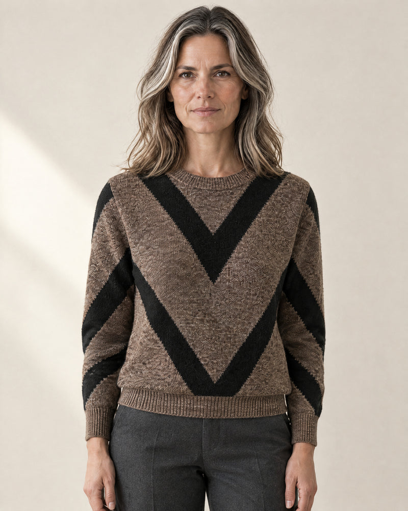 Chevron Cotton Crew Neck Jumper