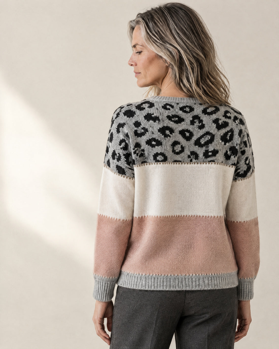 Leopard Colour-Block Jumper