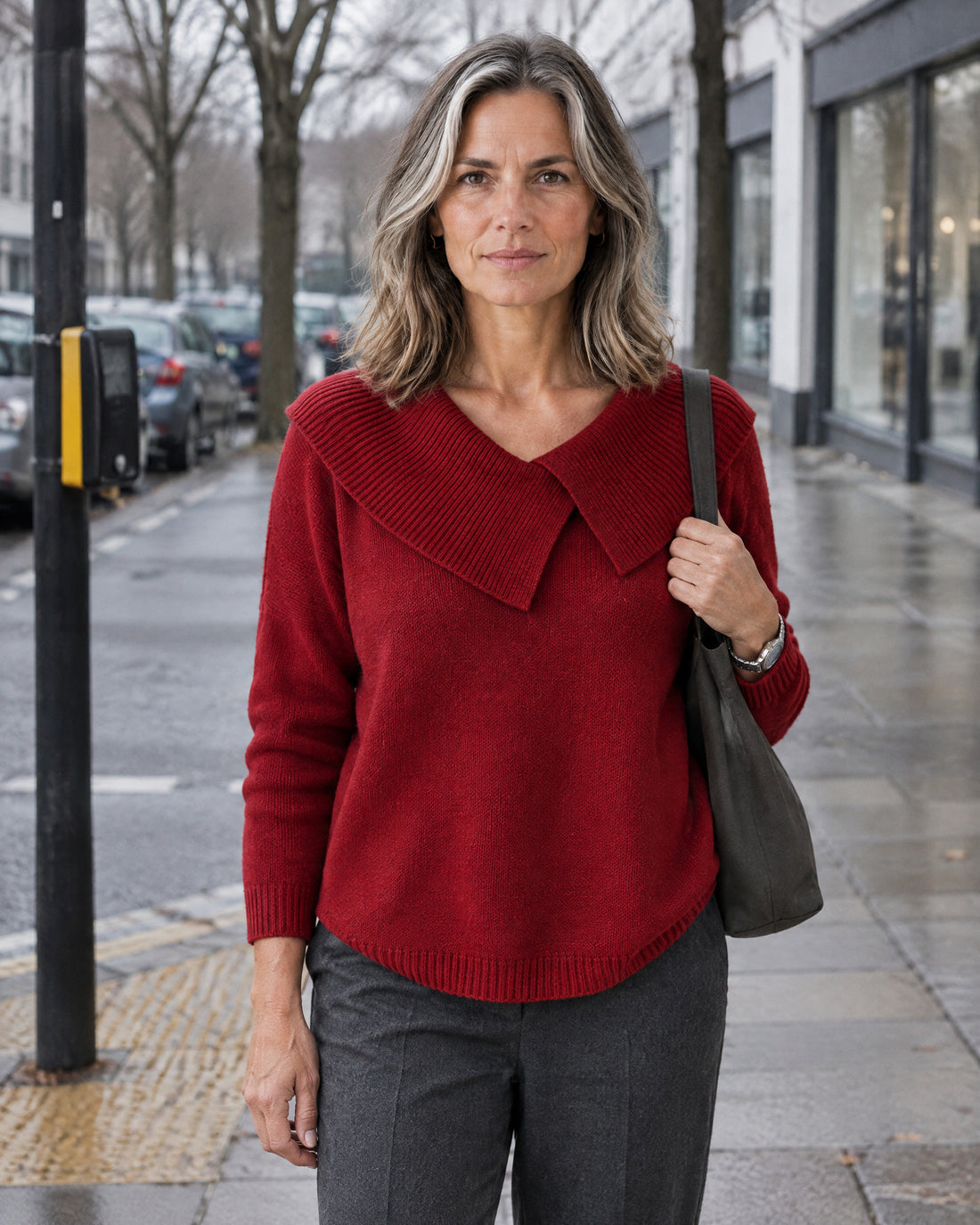 Fold-Over Collar Jumper