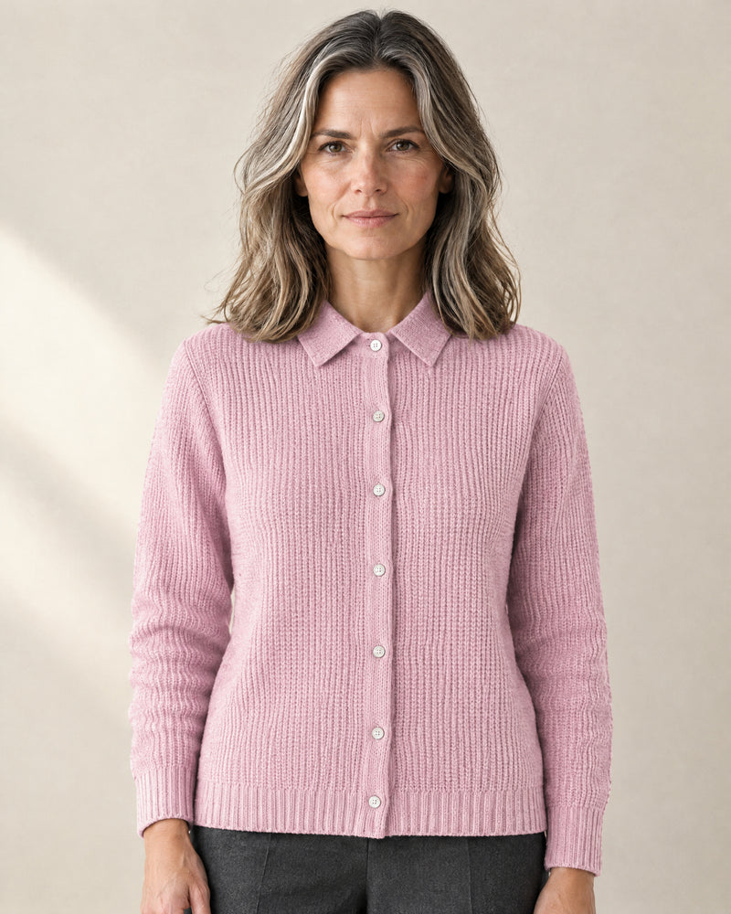 Textured Knit Button-Through Cardigan