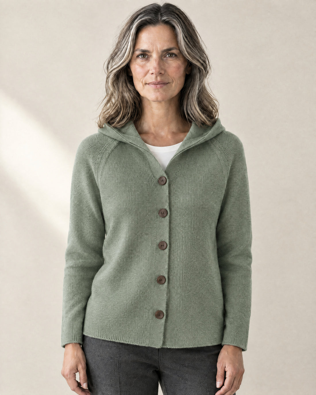 Fine Knit Hooded Cardigan