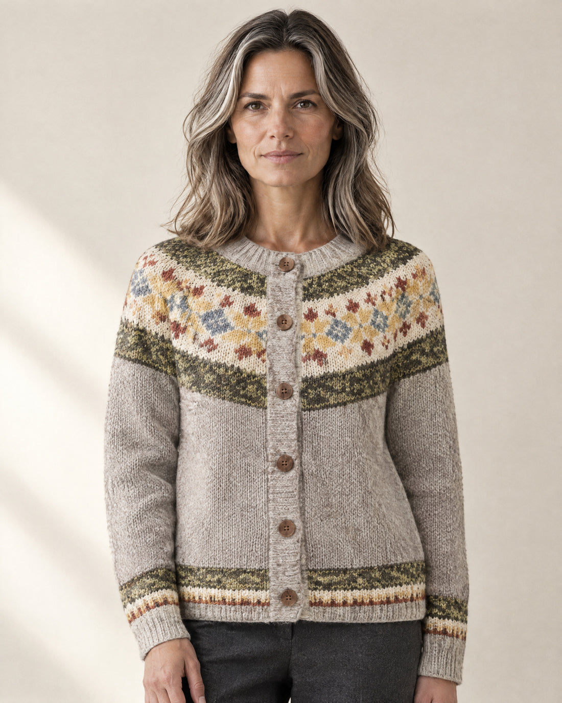 Snowflake Fair Isle Yoke Cardigan