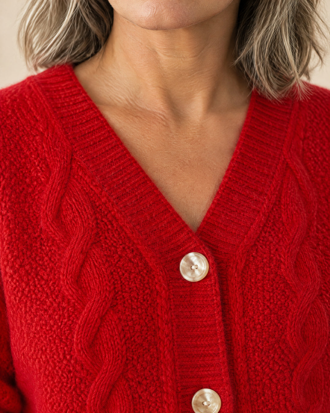 Cable Panel Wool-Blend Cardigan