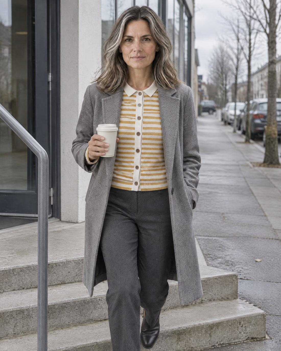 Striped Collared Cardigan
