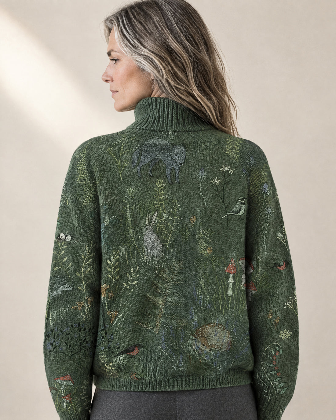 Floral Pattern Roll Neck Jumper