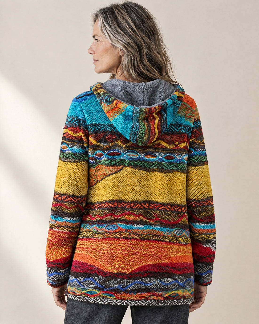Colour Block Zip Hooded Cardigan