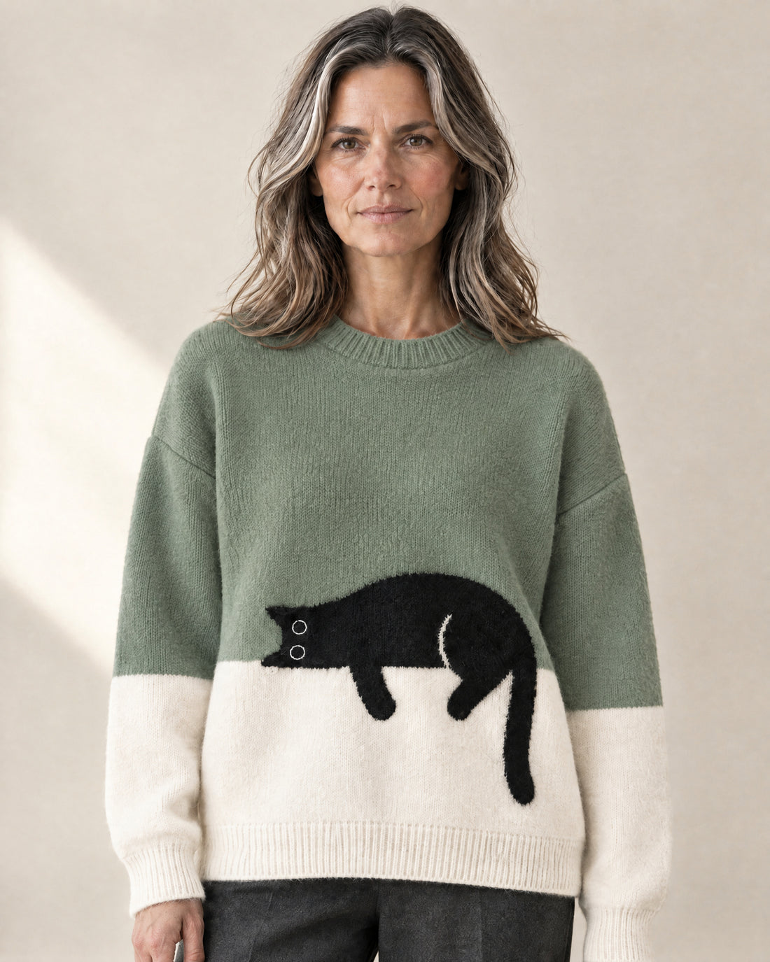 Oversized Cat Motif Jumper