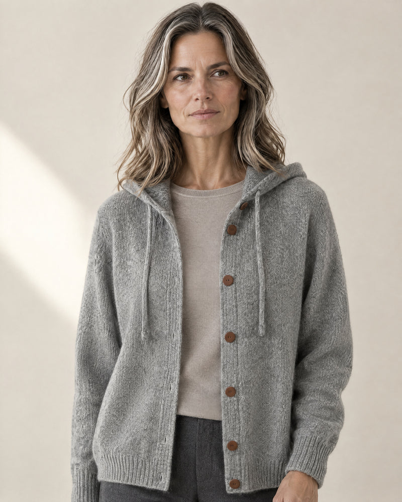 Hooded Button-Through Cardigan