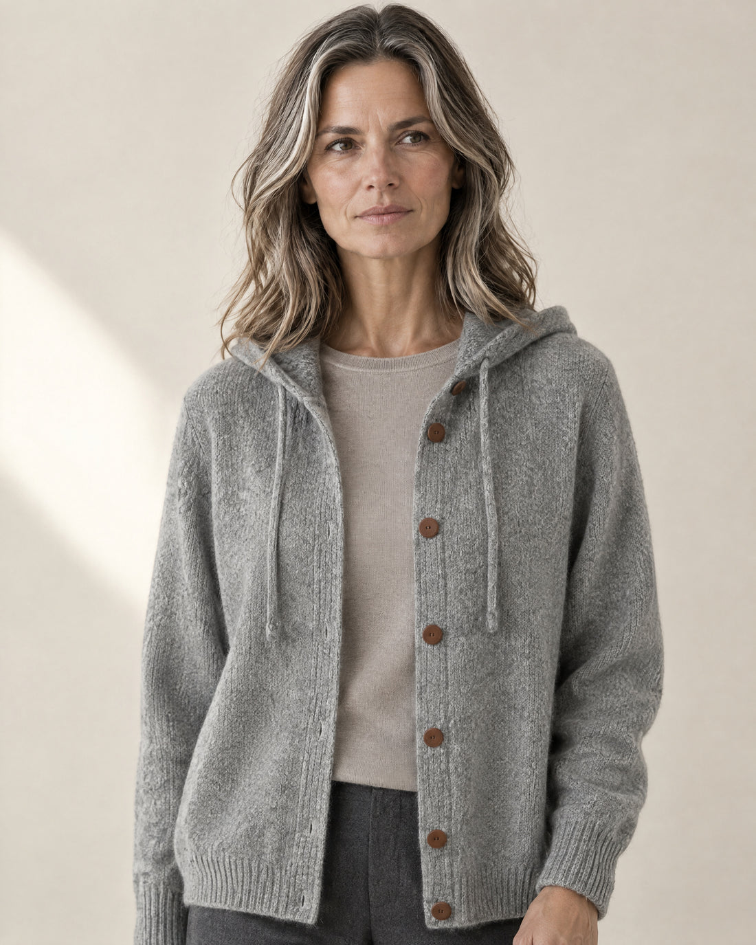 Hooded Button-Through Cardigan