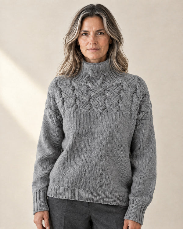 Chunky Roll Neck Jumper in Grey