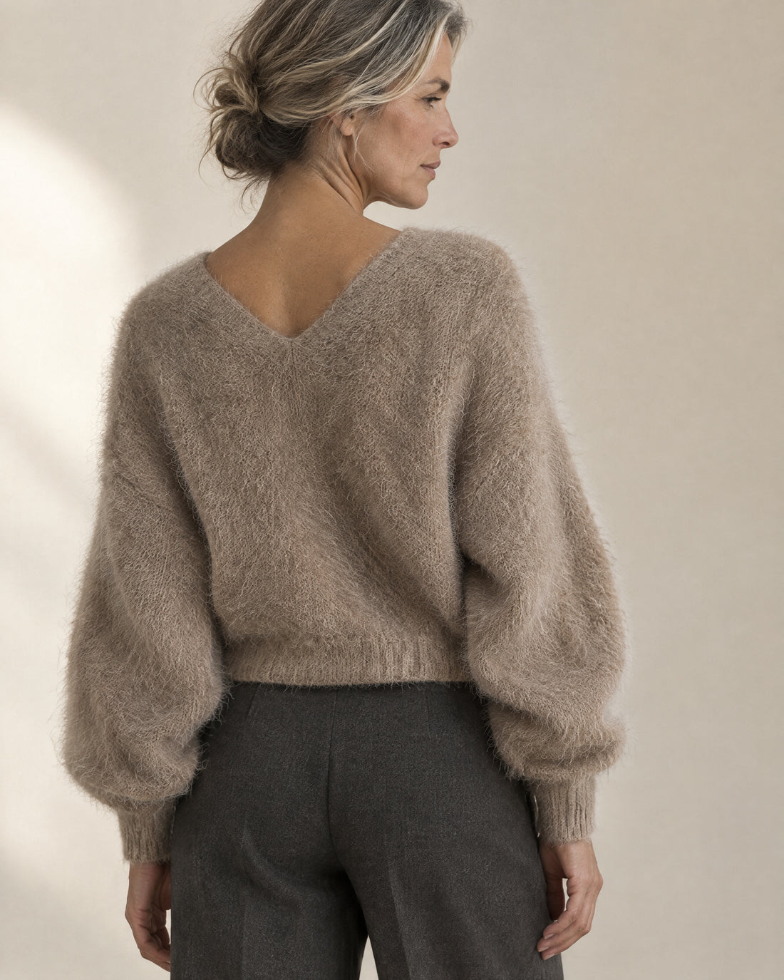 Brushed V-Neck Button Cardigan