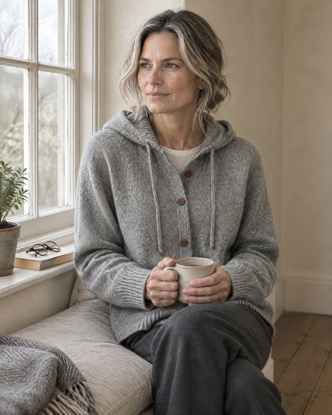 Hooded Button-Through Cardigan