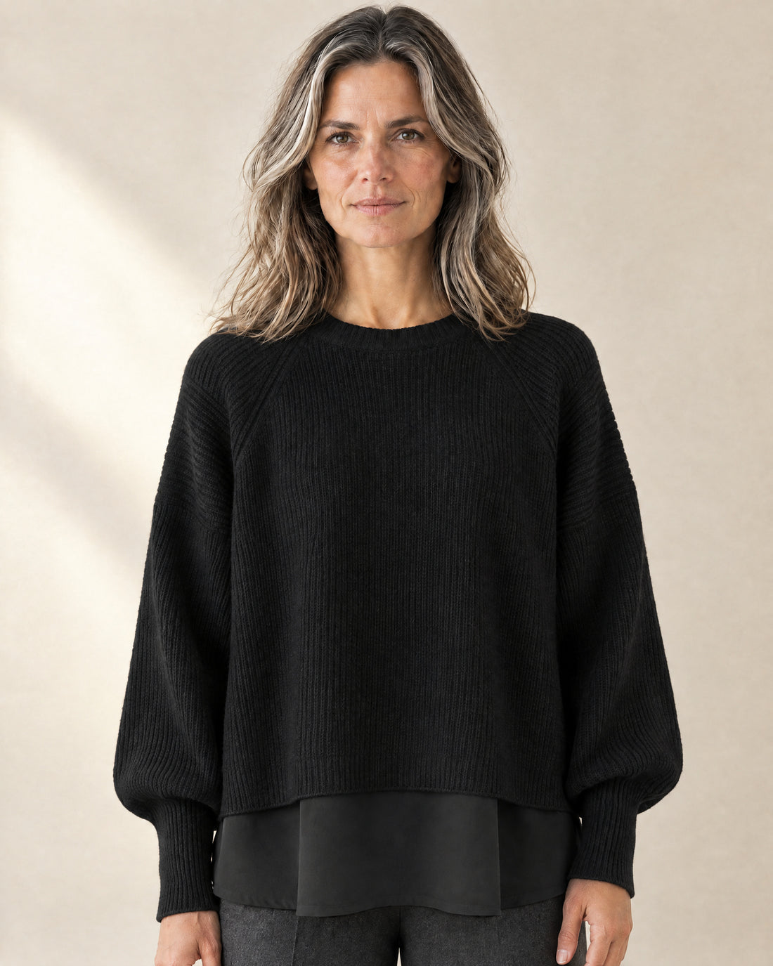 Shirt-Hem Layered Jumper