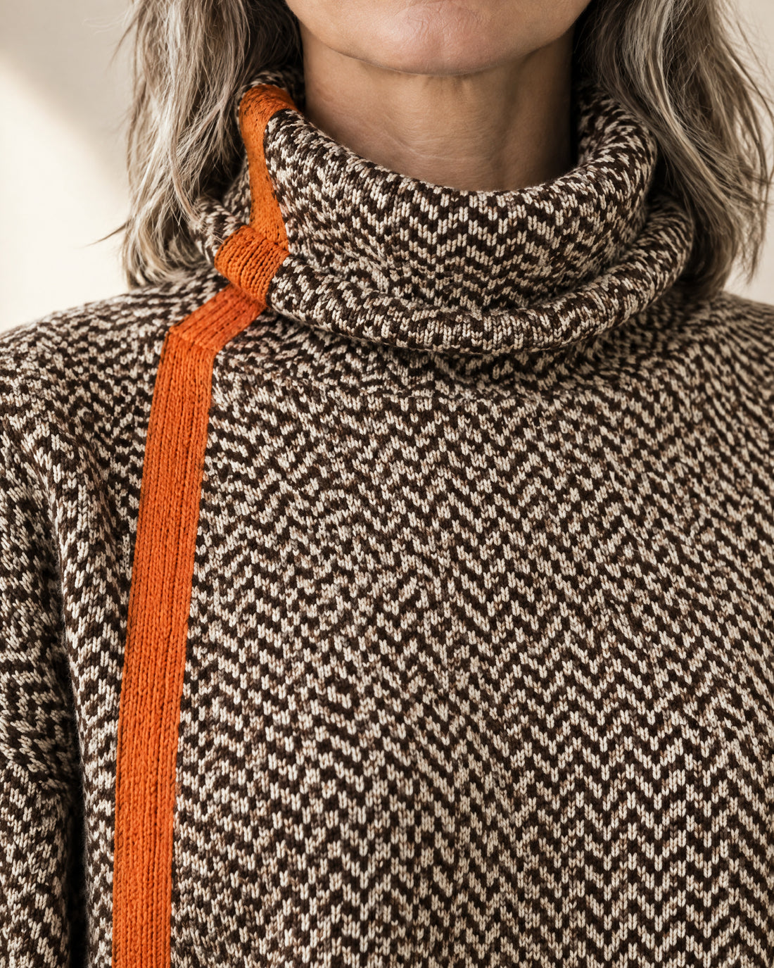 Herringbone Roll Neck Jumper