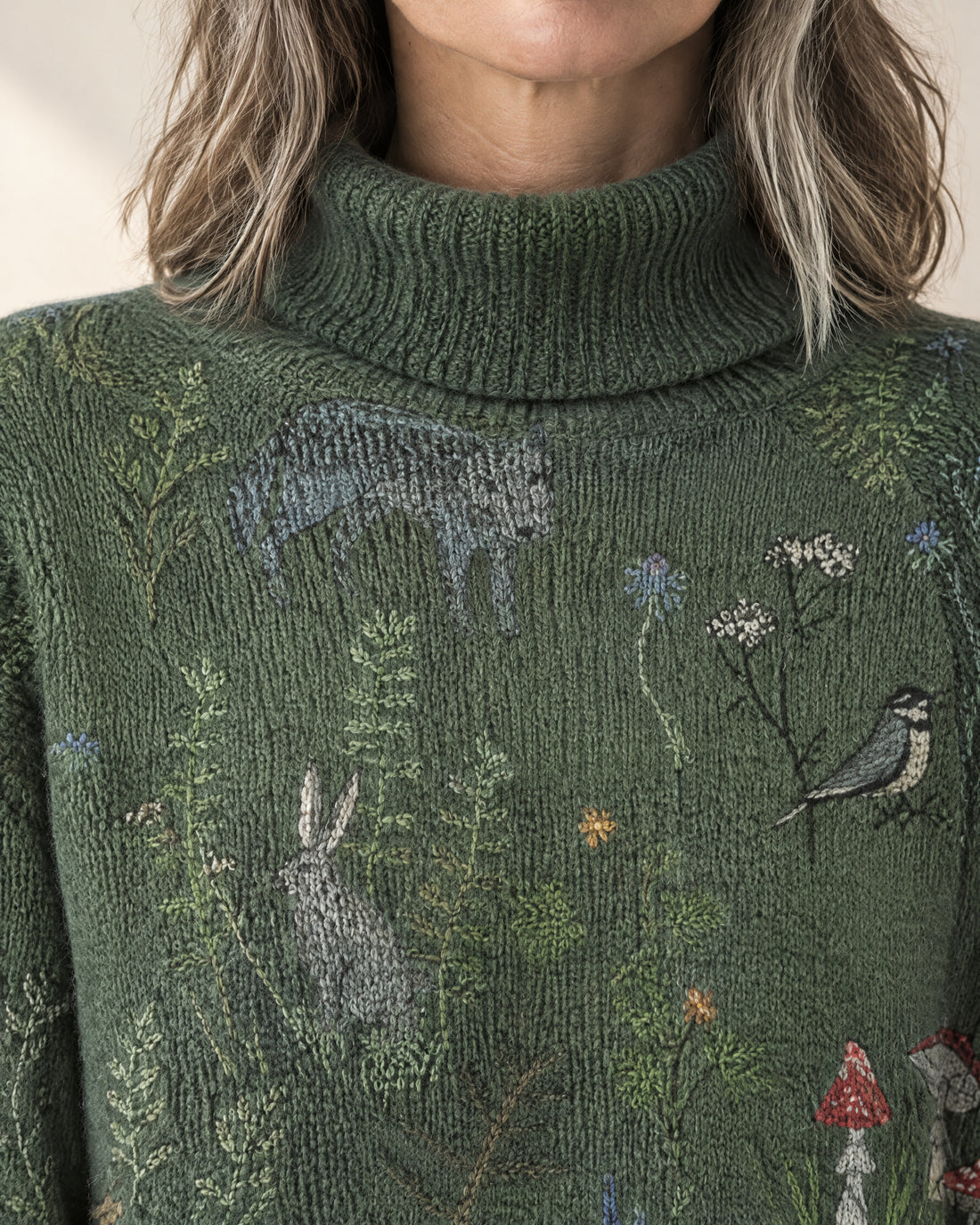 Floral Pattern Roll Neck Jumper