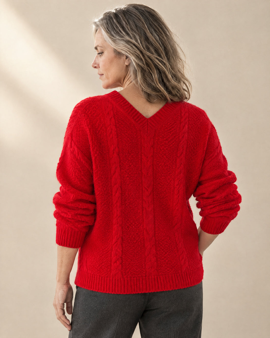 Cable Panel Wool-Blend Cardigan