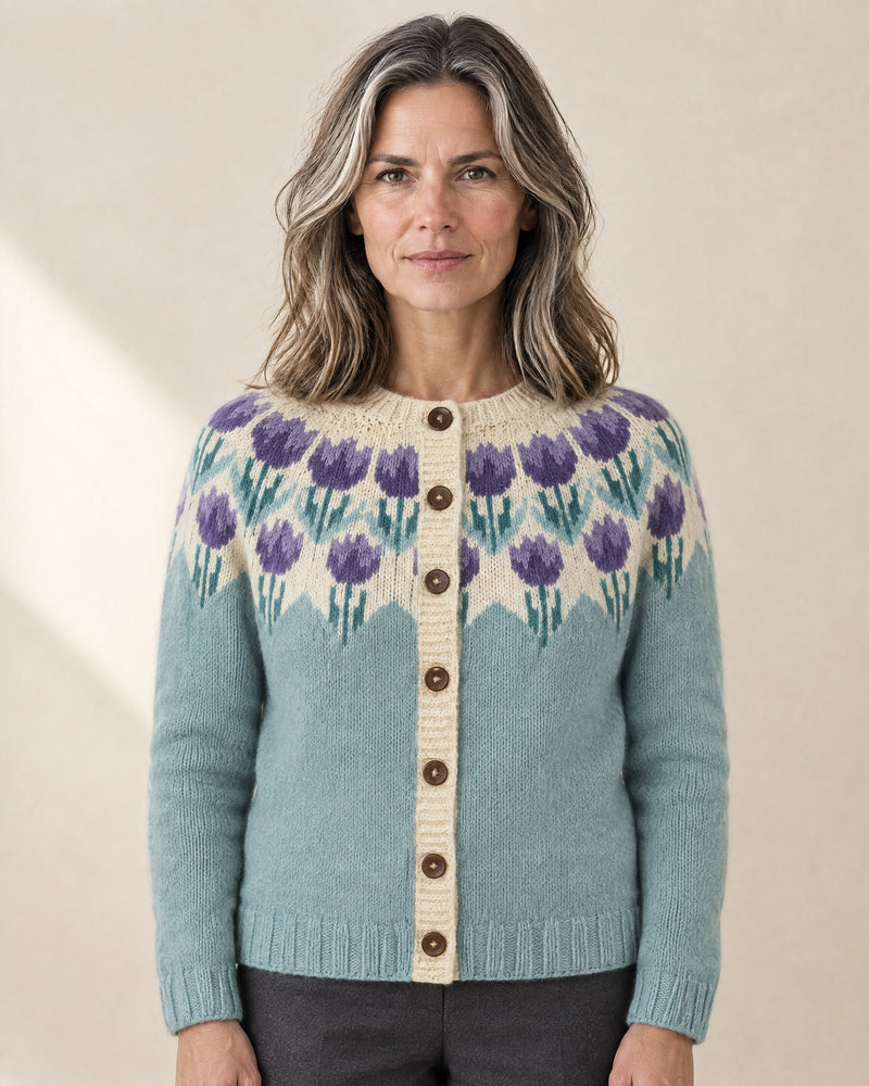 Floral Yoke Button Cardigan