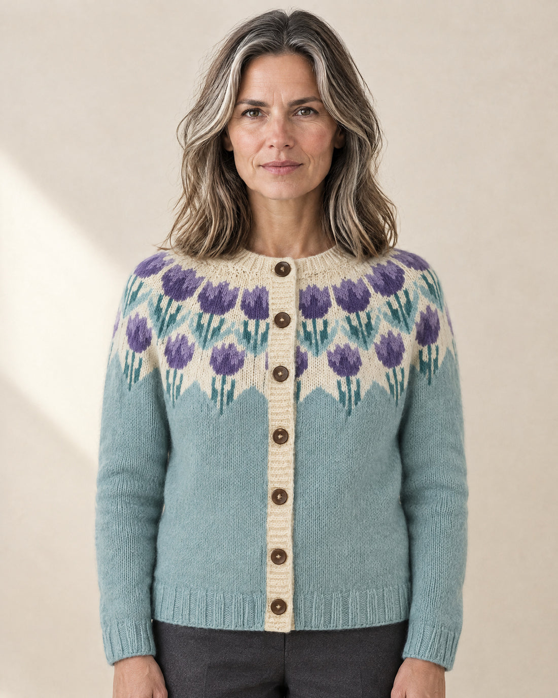 Floral Yoke Button Cardigan