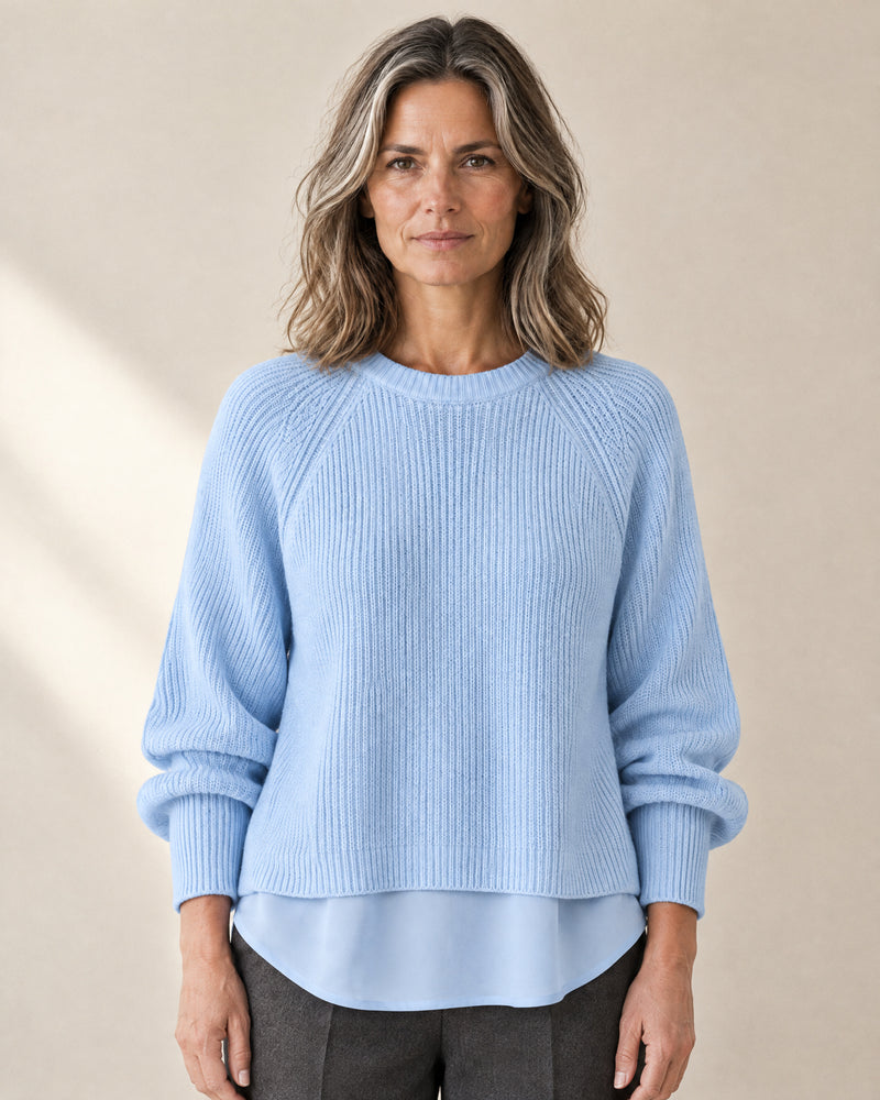 Layered Hem Ribbed Jumper
