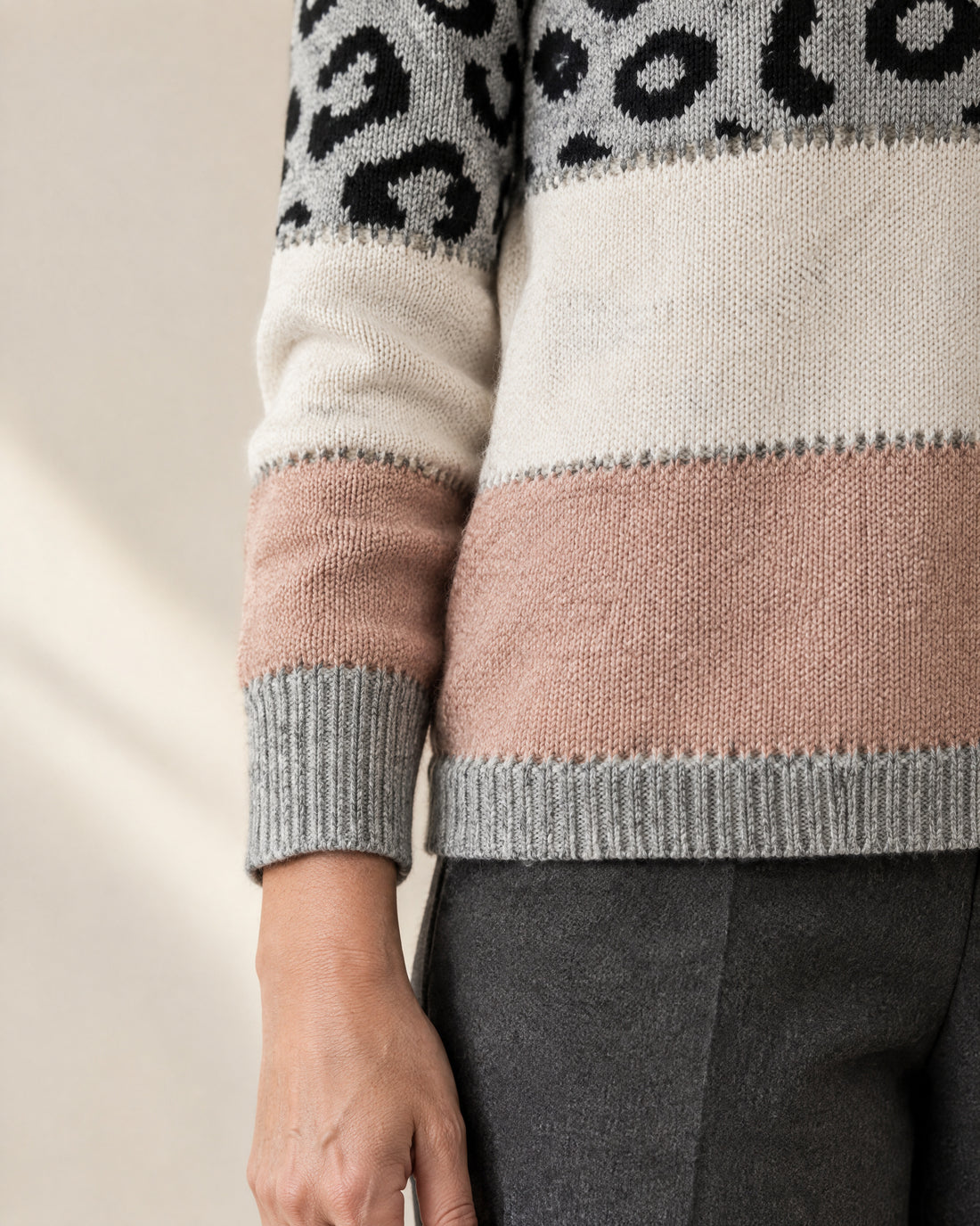 Leopard Colour-Block Jumper