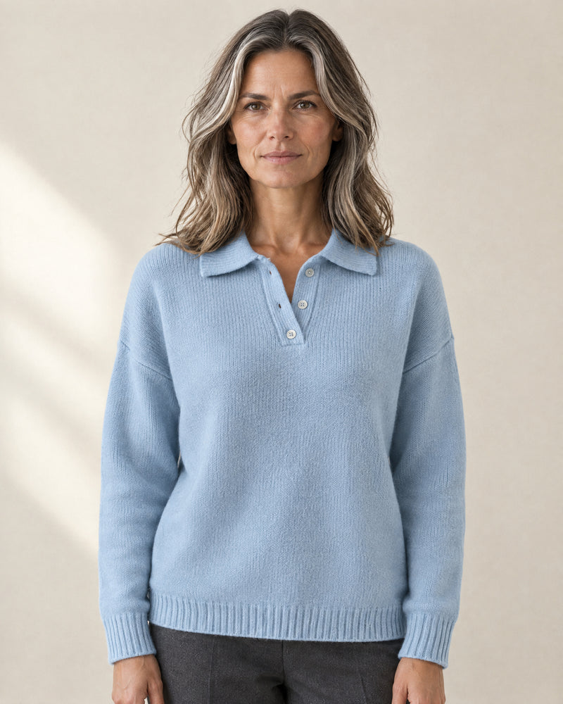 Brushed Knit Polo Jumper