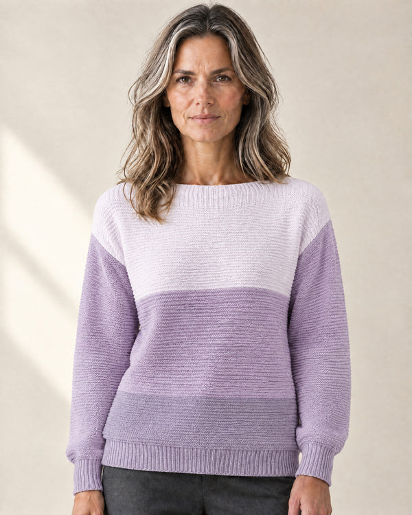Colour-Block Patchwork Jumper in Lilac