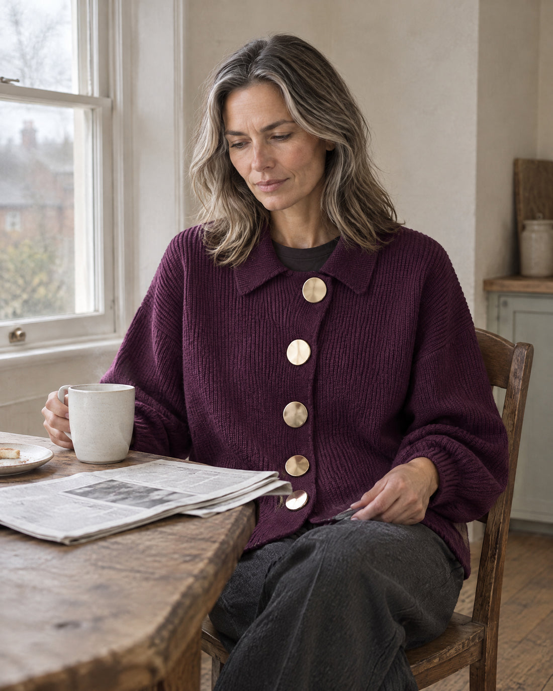 Statement Button Collared Cardigan
