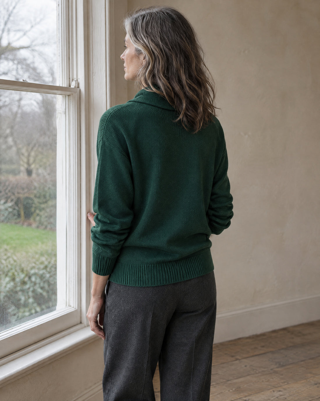 Shawl Collar V-Neck Jumper