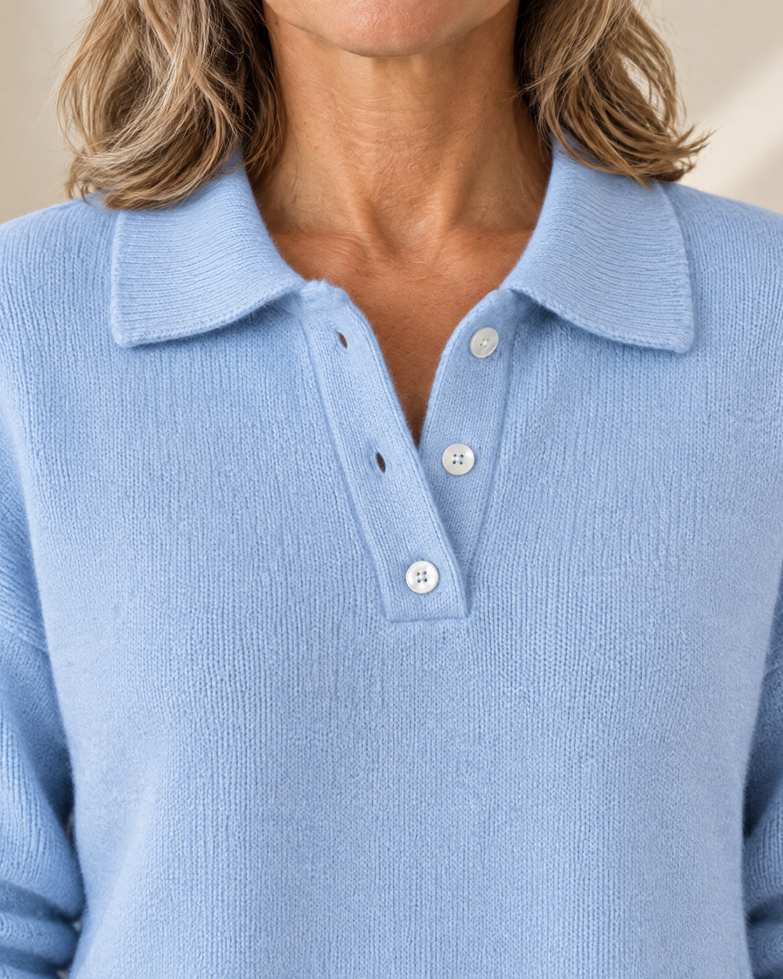 Curved-Hem Polo Collar Jumper