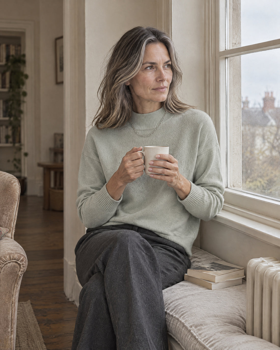 Fine-Knit Funnel Neck Jumper