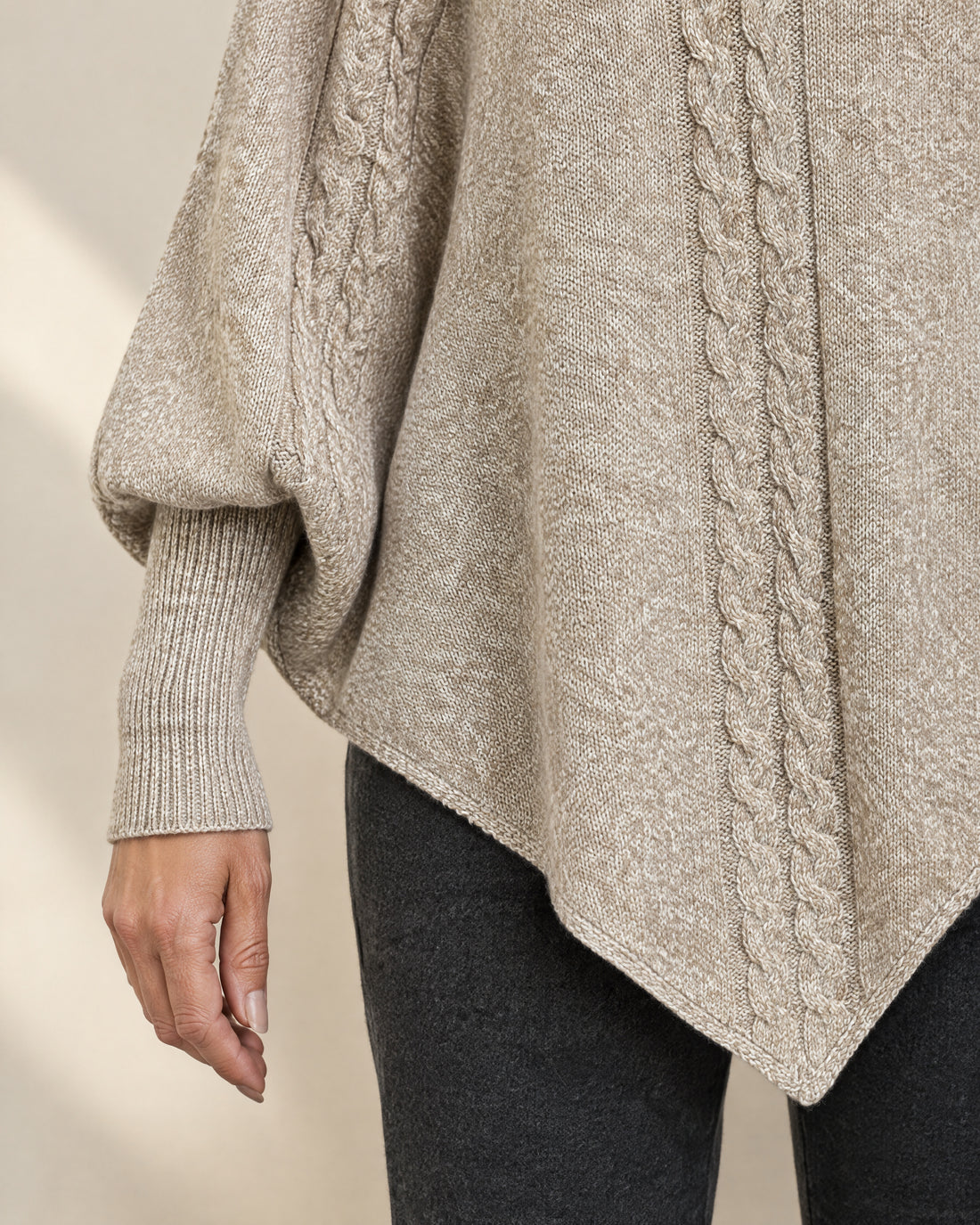 Cable Knit Batwing Poncho Jumper
