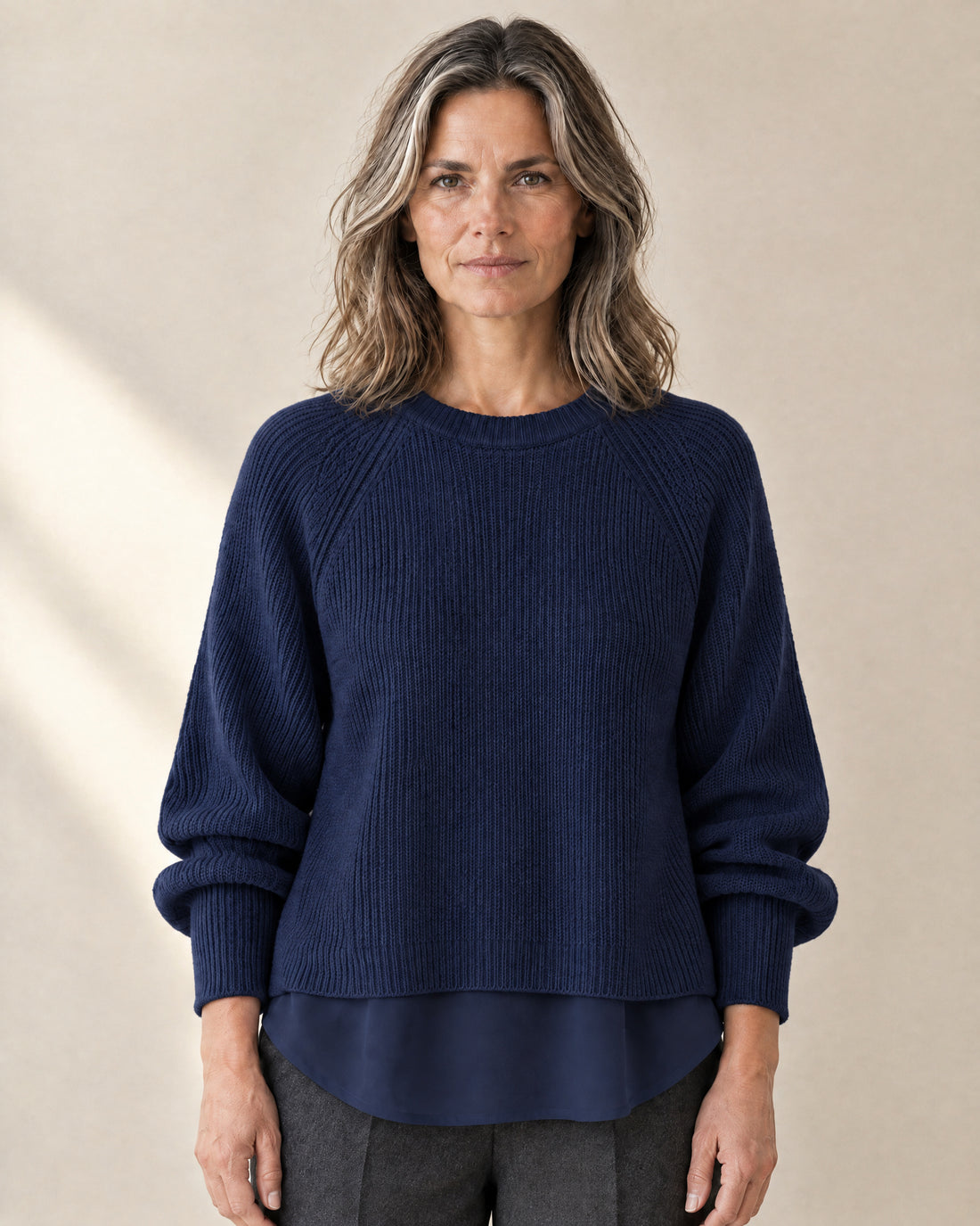 Layered Hem Ribbed Jumper
