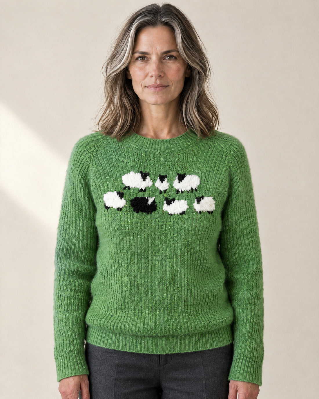 Sheep Motif Crew Neck Jumper