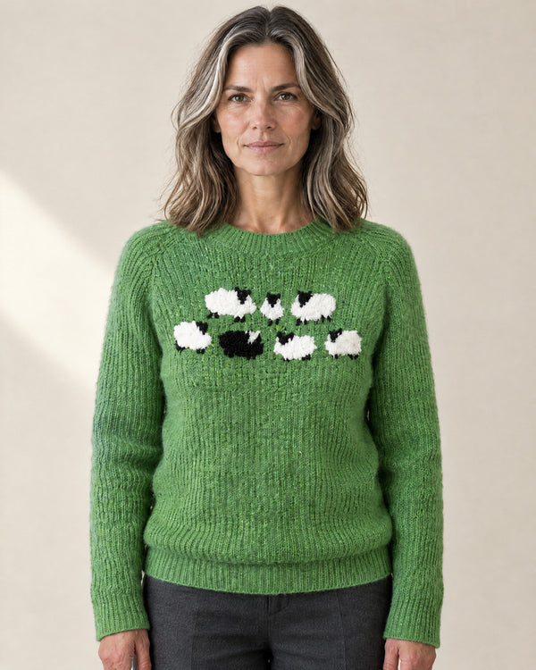 Sheep Motif Crew Neck Jumper in UK 8 (S)