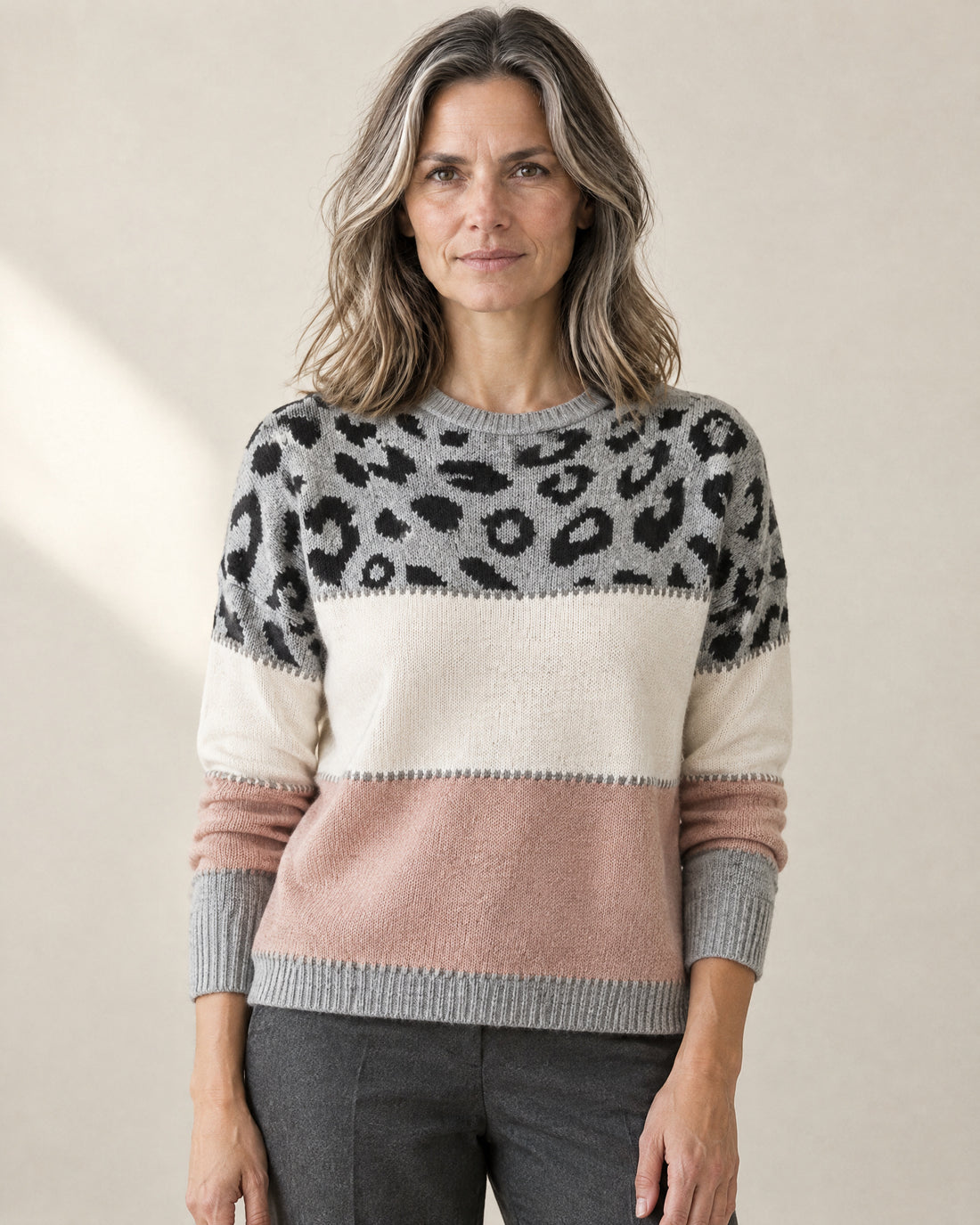 Leopard Colour-Block Jumper