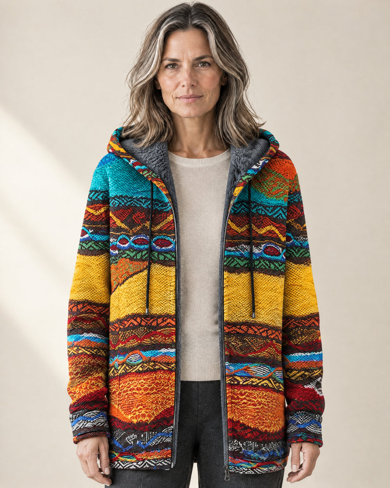 Colour Block Zip Hooded Cardigan
