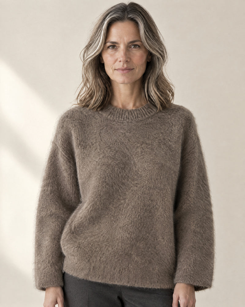 Brushed Oversized Crew Neck Jumper