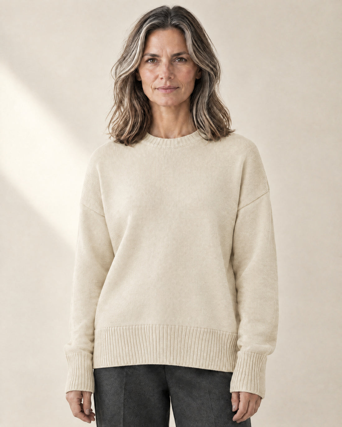 Drop-Shoulder Crew Neck Jumper