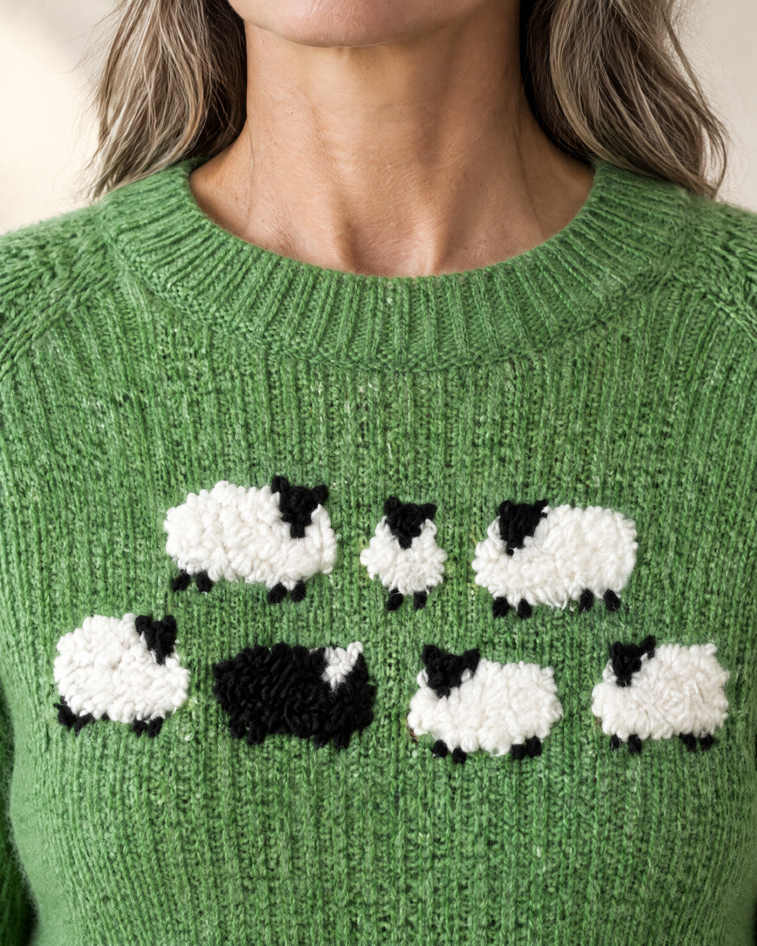 Sheep Motif Crew Neck Jumper