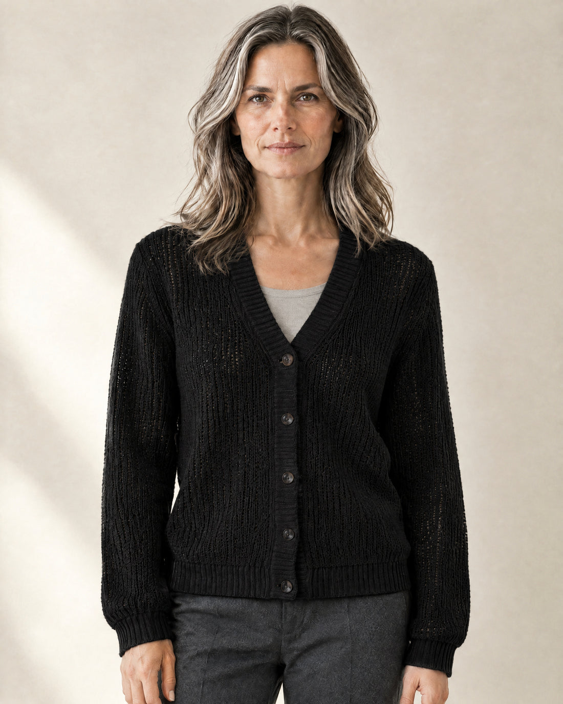 Pointelle V-Neck Cardigan