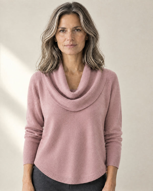 Cowl Neck Jumper in Pink