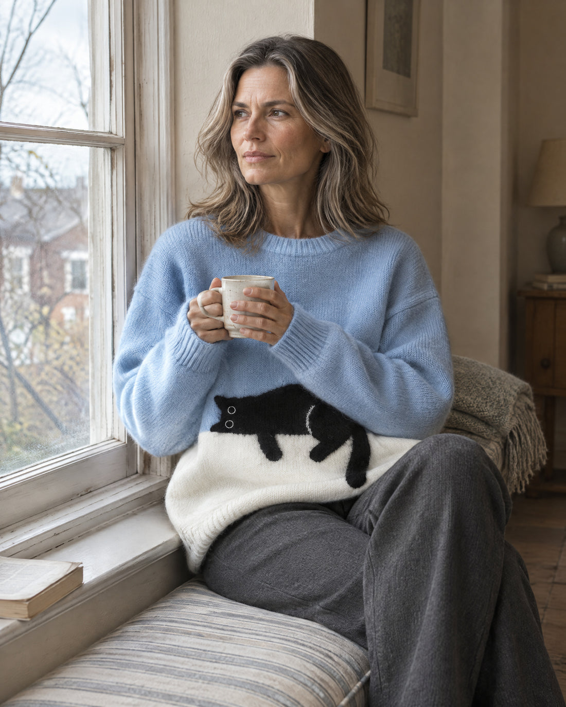 Oversized Cat Motif Jumper